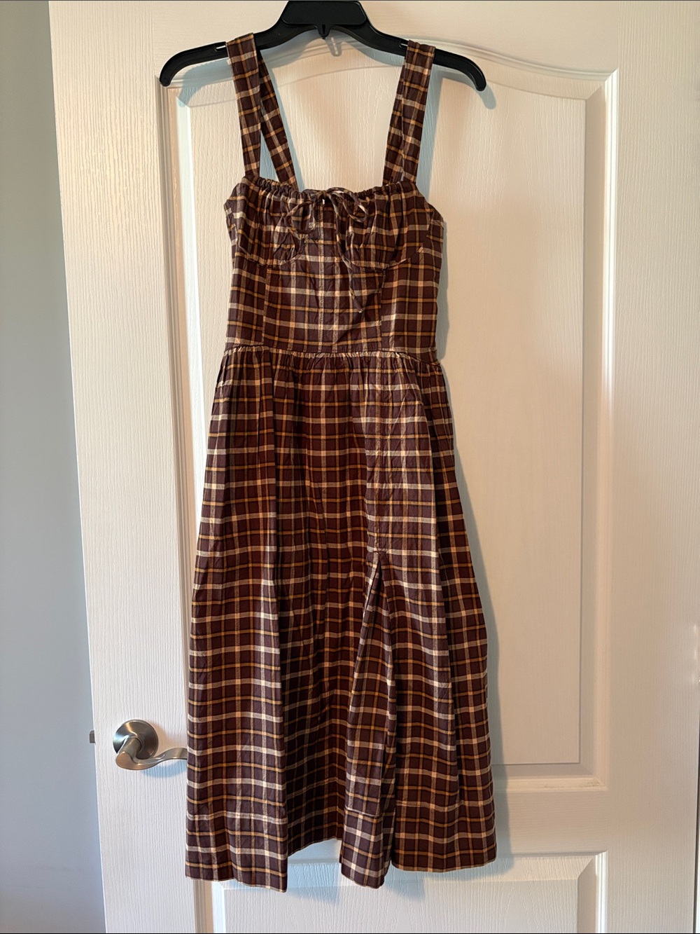 Free People Laters Baby Brown Plaid Midi Dress